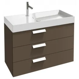 Комплект мебели для ванной Rythmik 100 см, светло-коричневый лак, 3 выдвижных ящичка, гладкая нижняя поверхность, полотно, с подсветкой, подвесной монтаж EB1161-NF+EXN112-Z-00+EB1310-G80 Jacob Delafon