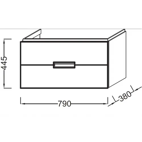 Модуль под раковину Reve 79,3х38х44,5 см, светло-коричневый лак, 2 выдвижных ящика, встроенные ручки EB1135-G80 Jacob Delafon