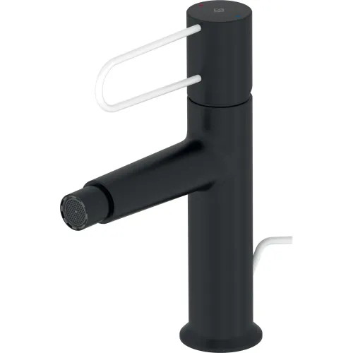 Смеситель для биде Odeon Rive Gauche белая ручка, чёрный цвет, с донным клапаном E21033-00-BL Jacob Delafon