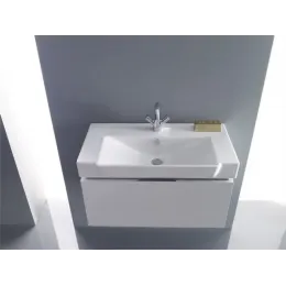 Комплект мебели для ванной Reve 80 см, белый лак, с 1 выдвижным ящиком, с бельевой корзиной, с подсветкой, подвесной монтаж E4803-00+EB1131-G1C+EB582-NF Jacob Delafon