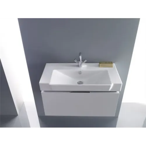 Комплект мебели для ванной Reve 80 см, белый лак, с 1 выдвижным ящиком, с бельевой корзиной, с подсветкой, подвесной монтаж E4803-00+EB1131-G1C+EB582-NF Jacob Delafon