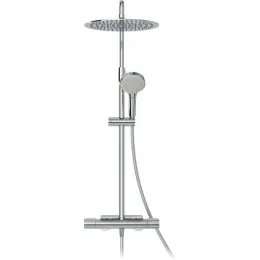 Душевая система без излива Metro с полкой, 3 режима, 30 см, round, термостат, верхний душ, с лейкой E26589-CP Jacob Delafon