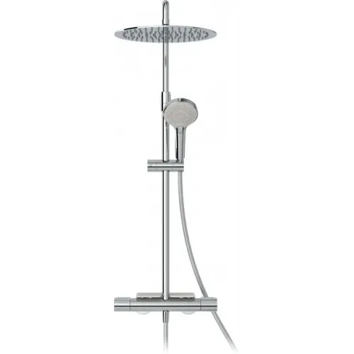Душевая система без излива Metro с полкой, 3 режима, 30 см, round, термостат, верхний душ, с лейкой E26589-CP Jacob Delafon