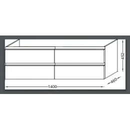 Комплект мебели для ванной Vox 140 см, ореховое дерево, 4 ящика, двойная раковина-столешница, с подсветкой, подвесной монтаж EB1420-NF+EB2020-RA-E16+EXAA112-Z-00 Jacob Delafon