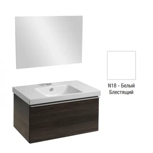 Комплект мебели для ванной Odeon Up 80 см, белый меламин, 1 выдвижной ящик, дополнительная корзинка, полотно, подвесной монтаж E4796-00+EB1098-NF+EB894-N18 Jacob Delafon
