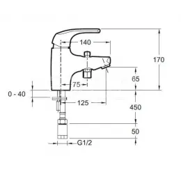Смеситель на горизонтальную поверхность (деку) с изливом Nateo без выхода на душ, на 1 отв. E71250-CP Jacob Delafon
