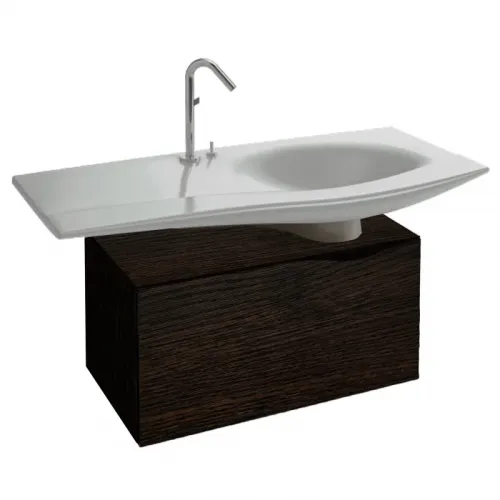 Модуль с раковиной Stillness 120 см, выдвижной ящик, плавное закрытие, полупьедестал, встроенные ручки, тёмный дуб E1292-00+EB2002-P7 Jacob Delafon