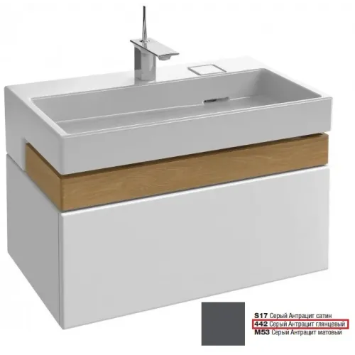 Модуль под раковину Terrace 80х48х38 см, серый антрацит блестящий, верхний ящик из цельного дерева, система push-to-open EB1186-442 Jacob Delafon