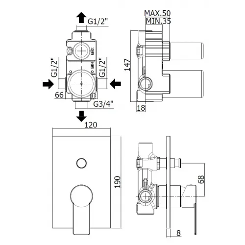 Смеситель для душа Paffoni Tango TA015CR/M