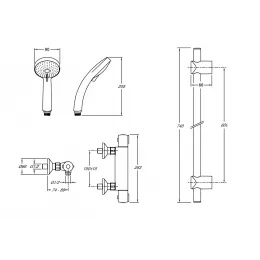 Настенный смеситель без излива July со штангой 60 см, термостат, с лейкой E5493-CP Jacob Delafon