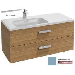 Модуль под раковину Vox 100х46х45,2 см, раковина слева, 2 ящика, аквамарин матовый, прямая ручка EB2075-R4-M43 Jacob Delafon