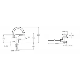 Смеситель для умывальника Kandel поворотный излив, без донного клапана E661RU-CP Jacob Delafon