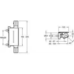 Настенный смеситель Metro с выходом на душ (без лейки), термостат E21768-CP Jacob Delafon