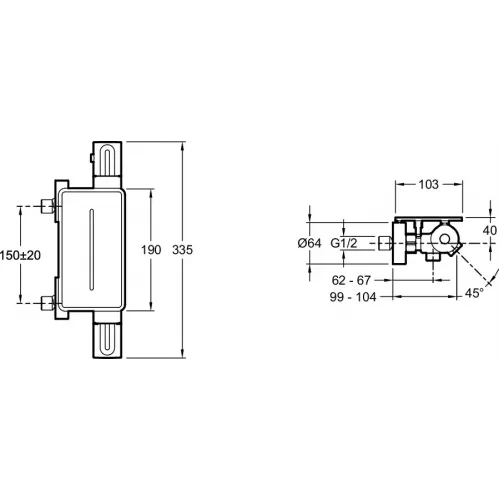 Настенный смеситель Metro с выходом на душ (без лейки), термостат E21768-CP Jacob Delafon