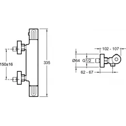Настенный смеситель без излива Metro чёрный цвет, без лейки, термостат E24394-BL Jacob Delafon