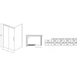 Душевая дверь Contra 120х195 см, матовый, 8 мм, черный профиль E22C120-BL Jacob Delafon
