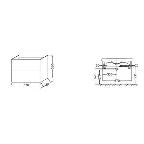 Модуль под раковину Odeon Up 67х48,5х53 см, серый антрацит EB890-N14 Jacob Delafon