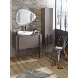 Модуль с раковиной Nouvelle Vague 100 см, фактурный дуб, серый, подвесной монтаж EB3040-E73+EVI002-MG2 Jacob Delafon