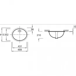 Встраиваемая снизу раковина Caxton 49х41 см, санфаянс E2210-0 Jacob Delafon