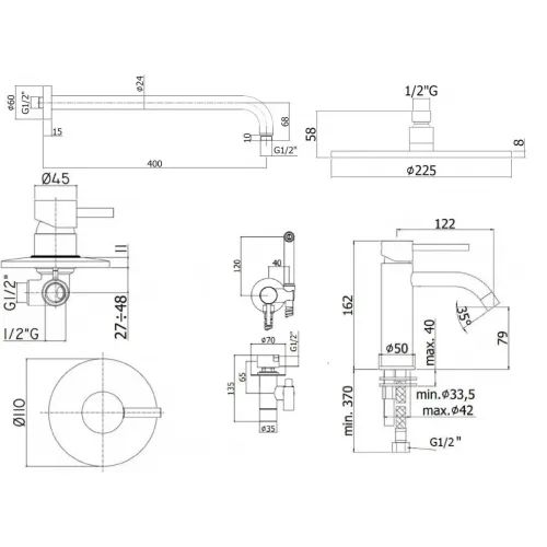 Комплект смесителей PAFFONI Light KITZLIG011CR071