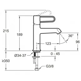 Смеситель для умывальника Odeon Rive Gauche ручка - медный, неповоротный излив, без донного клапана E21029-CPR-CP Jacob Delafon