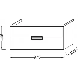 Модуль под раковину Reve 97х43,5х44,5 см, светло-коричневый блестящий лак, 2 выдвижных ящика EB1136-G80 Jacob Delafon