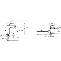 Комплект смесителей Oscar матовый, лейка 5 режимов, чёрный цвет, для раковины, для ванны и душа, душевой гарнитур E29845RU-BL Jacob Delafon