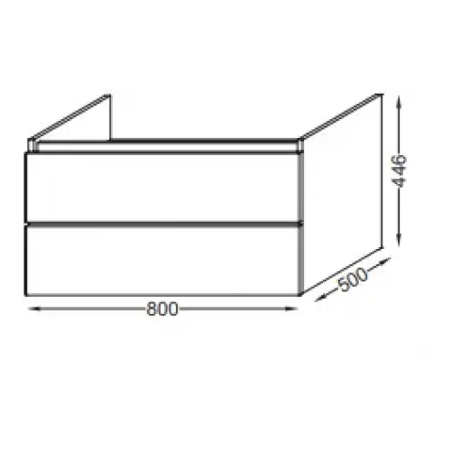 Модуль под раковину Parallel 80х50х45 см, квебекский дуб, 2 выдвижных ящика, с отверстием для сифона EB1703-E10 Jacob Delafon