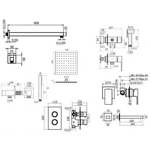 Комплект для душа Plumberia Selection TAG KITZTGT18QNO220
