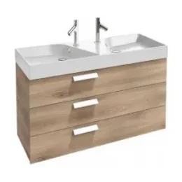 Подвесная раковина Formilia Rythmik 120х46х8,5 см, два отверстия для смесителя слева и справа, гладкая нижняя поверхность, санфарфор, двойная EXM112-Z-00 Jacob Delafon