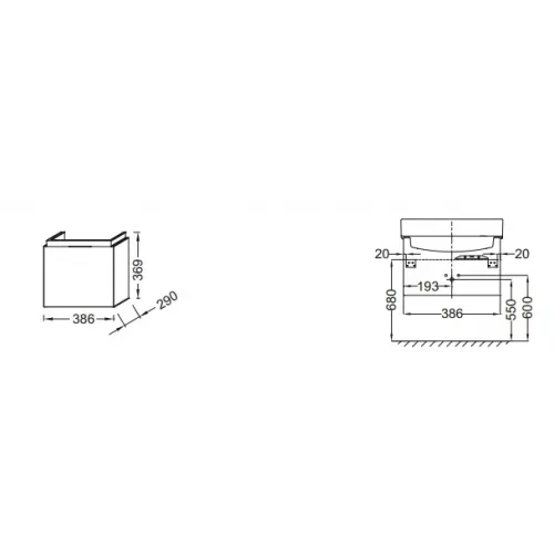Модуль под раковину Rythmik 38,6х29х36,9 см, серый антрацит, с 1 дверцей EB1096-N14 Jacob Delafon