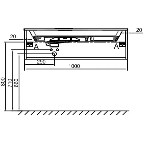 Модуль под раковину Odeon Rive Gauche 100х50,8х28,3 см, 1 ящик, морской синий матовый, ручка - золото, установка в угол EB2516-R8-M88 Jacob Delafon