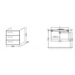 Модуль под раковину Rythmik 59,5х45х63,4 см, белый блестящий лак, 3 выдвижных ящика EB1307-G1C Jacob Delafon