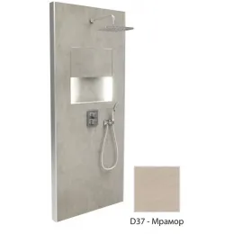 Душевой сет со стеновой панелью Ecrin 100х233,5 см, мрамор, квадратная лейка, подсветка, термостат, верхний душ, с лейкой E803021-D37 Jacob Delafon