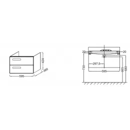Модуль под раковину Rythmik 59,5х45х42,4 см, малиновый глянцевый, 2 выдвижных ящика EB1301-R3 Jacob Delafon