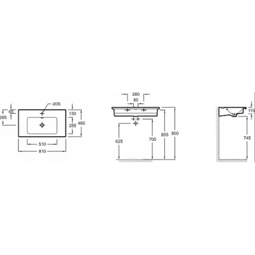 Мебельная раковина Vox 80,6х46,5 см, глянцевый серый EB2104-DD2 Jacob Delafon