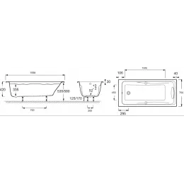 Акриловая ванна Odeon Up 1600х750 мм, производство Россия E6057RU-00 Jacob Delafon
