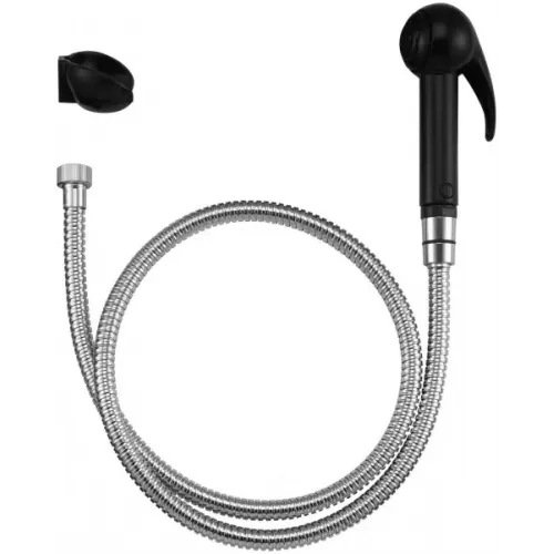 Лейка для гигиенического душа с регулируемым держателем и шлангом 1,25 м, металл, чёрный цвет E75089-CP Jacob Delafon