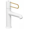 Смеситель для умывальника Odeon Rive Gauche ручка золото, неповоротный излив, белый цвет, с донным клапаном E21028-GLD-00 Jacob Delafon