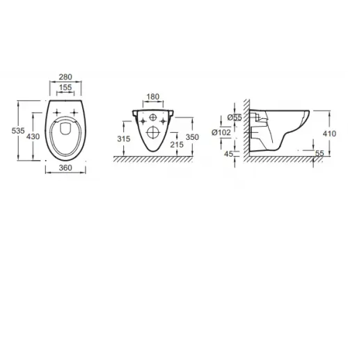 Комплект с инсталляцией Patio хром, матовая, безободковый, с микролифтом E70021-00+E4316-CP+E5504-NF+EDV102-00 Jacob Delafon
