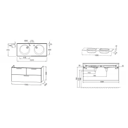 Модуль под раковину Odeon Rive Gauche 120х50,8х56,8 см, 3 ящика, ярко-красный матовый, ручки хром EB2545-R5-M81 Jacob Delafon