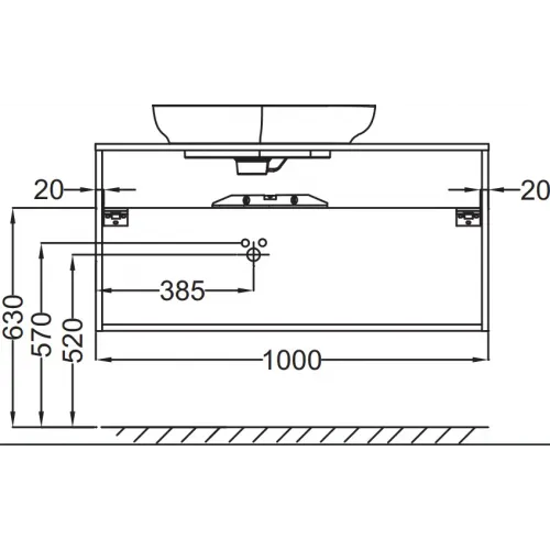 Комплект мебели для ванной Nouvelle Vague 100 см, белый меламин, 2 ящика с доводчиком, с отверстием перелива, с подсветкой, подвесной монтаж EB3049-NF+EVI102-00+EB3040-N18 Jacob Delafon