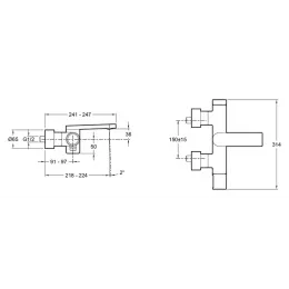 Настенный смеситель Composed неповоротный излив, с выходом на душ (без лейки) E73095-CP Jacob Delafon