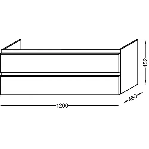 Модуль под раковину Vox 120х46х45,2 см, 2 ящика, серый титан глянцевый, встроенные ручки EB2021-RA-N21 Jacob Delafon