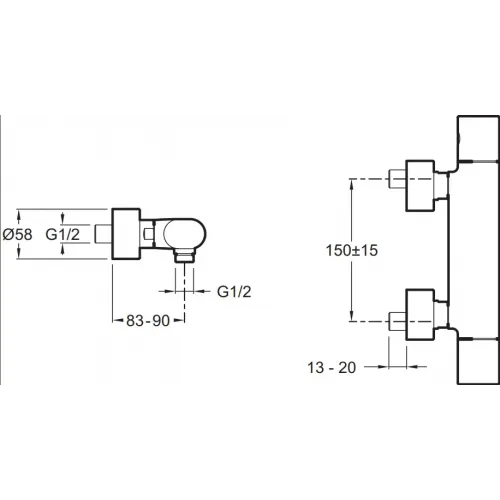 Настенный смеситель без излива Talan 1 функция, термостат, без лейки E10091RU-CP Jacob Delafon