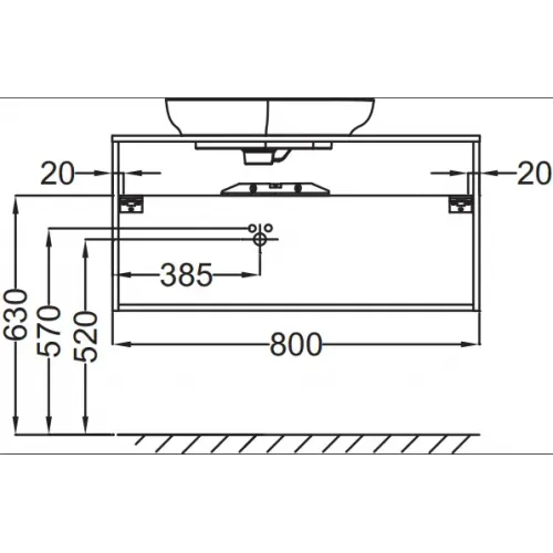 Модуль с раковиной Nouvelle Vague 80 см, фактурный дуб, 2 ящика с доводчиками, без отверстия перелива, серая, подвесной монтаж EB3039-E73+EVI002-MG2 Jacob Delafon