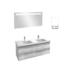 Комплект мебели для ванной Odeon Up 140 см, белый, 4 выдвижных ящика, 1 отверстие для смесителя, с подсветкой, подвесной монтаж EB1420-NF+E4779-00+EB997-N18 Jacob Delafon