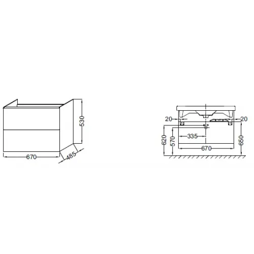 Модуль под раковину Odeon Up 67х48,5х53 см, серый дуб EB890-E71 Jacob Delafon
