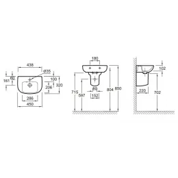 Подвесная раковина Odeon Up 45х32х10,2 см, 1 отверстие для смесителя, санфарфор E4760-00 Jacob Delafon