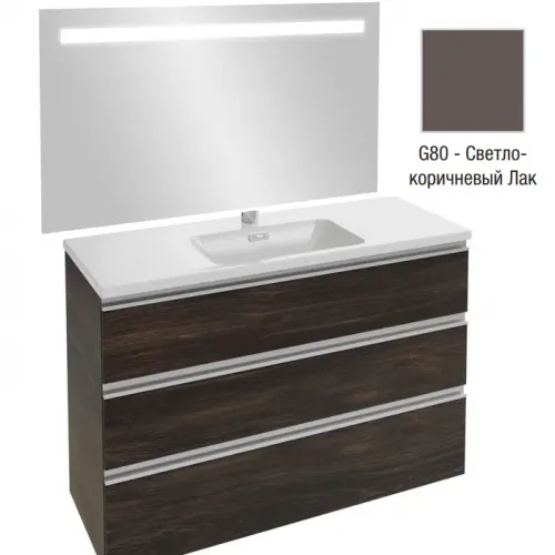 Комплект мебели для ванной Vox 120 см, светло-коричневый лак, с подсветкой, подвесной монтаж EB1418-NF+EXAB112-Z-00+EB2041-RA-G80 Jacob Delafon